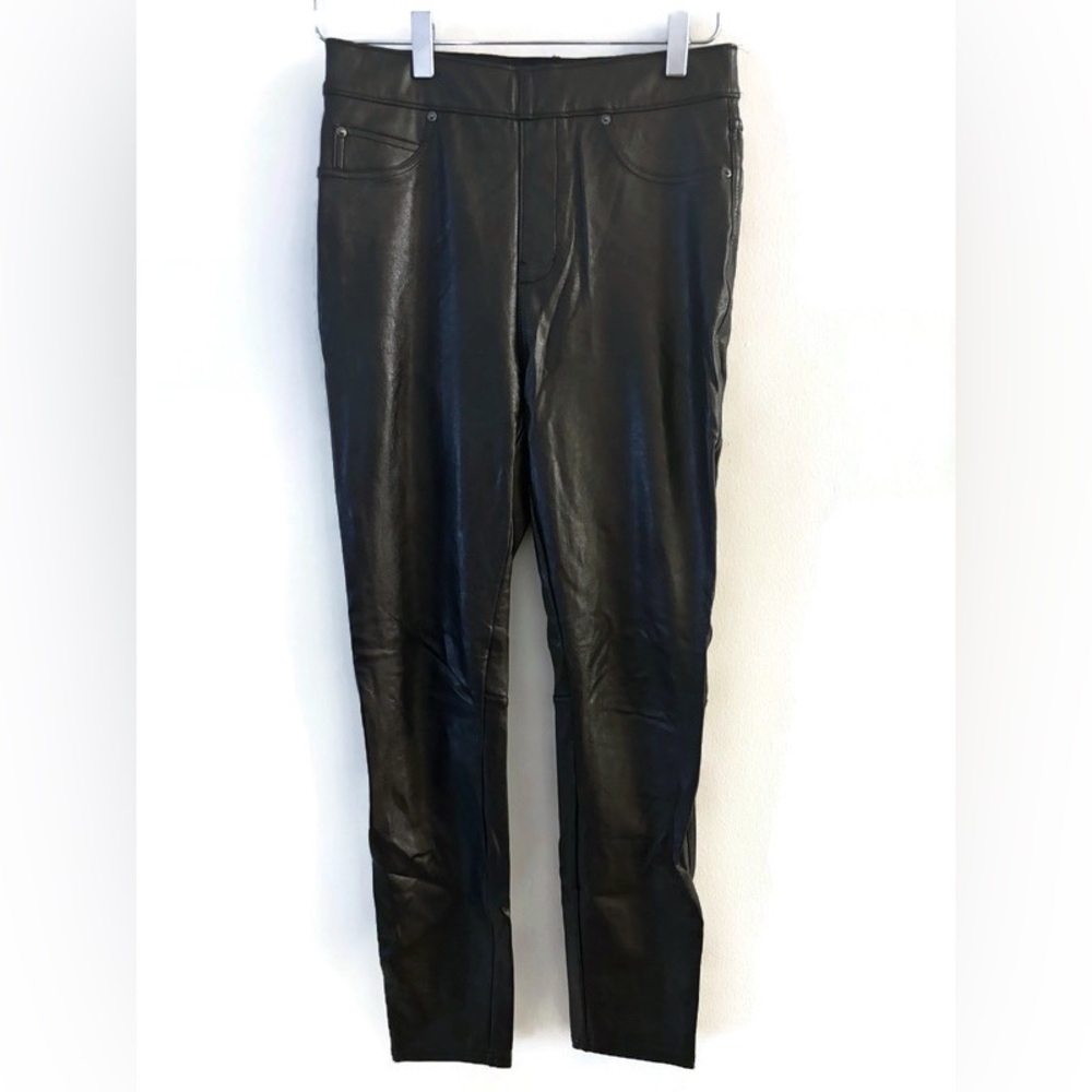 SPANX Black Faux Leather Pull On Leggings